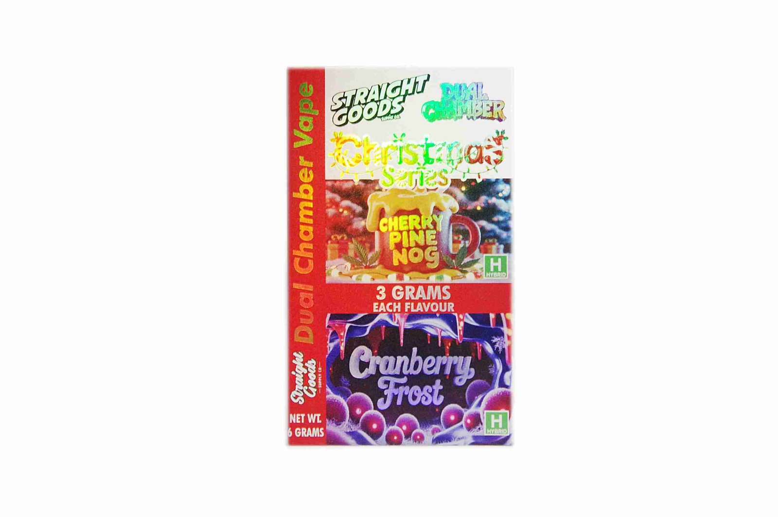 Straight Goods – Dual Chamber Vape – Christmas Series – Cherry Pine Nog + Cranberry Frost (3 Grams + 3 Grams)