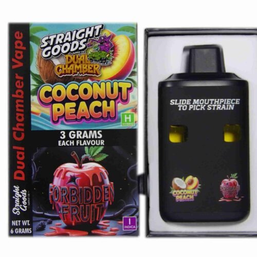 Straight Goods – Dual Chamber Vape – Coconut Peach + Forbidden Fruit (3 Grams + 3 Grams)
