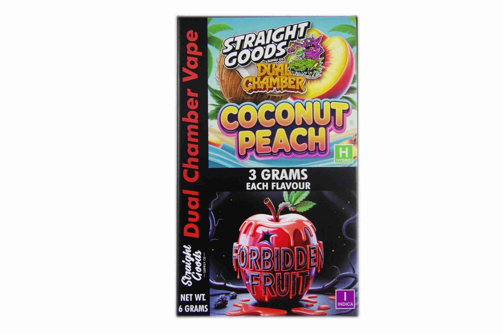 Straight Goods – Dual Chamber Vape – Coconut Peach + Forbidden Fruit (3 Grams + 3 Grams)