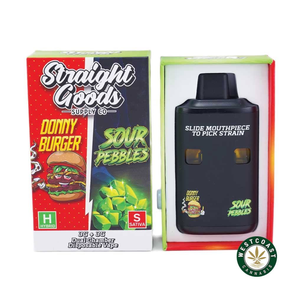 Straight Goods – Dual Chamber Vape – Donny Burger+ Sour Pebbles (3 Grams + 3 Grams)