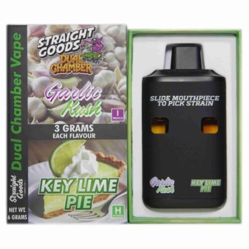 Straight Goods – Dual Chamber Vape – Garlic Kush + Key Lime Pie (3 Grams + 3 Grams)