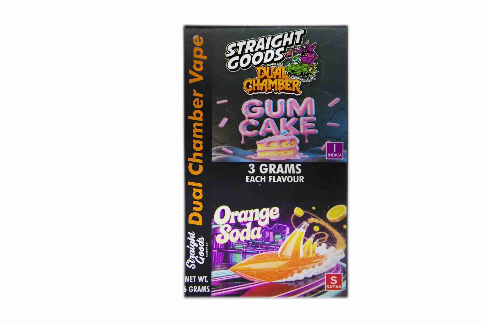 Straight Goods – Dual Chamber Vape – Gum Cake + Orange Soda (3 Grams + 3 Grams)