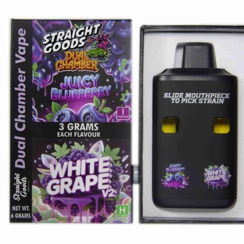 Straight Goods – Dual Chamber Vape – Juicy Blueberry + White Grape V2 (3 Grams + 3 Grams)