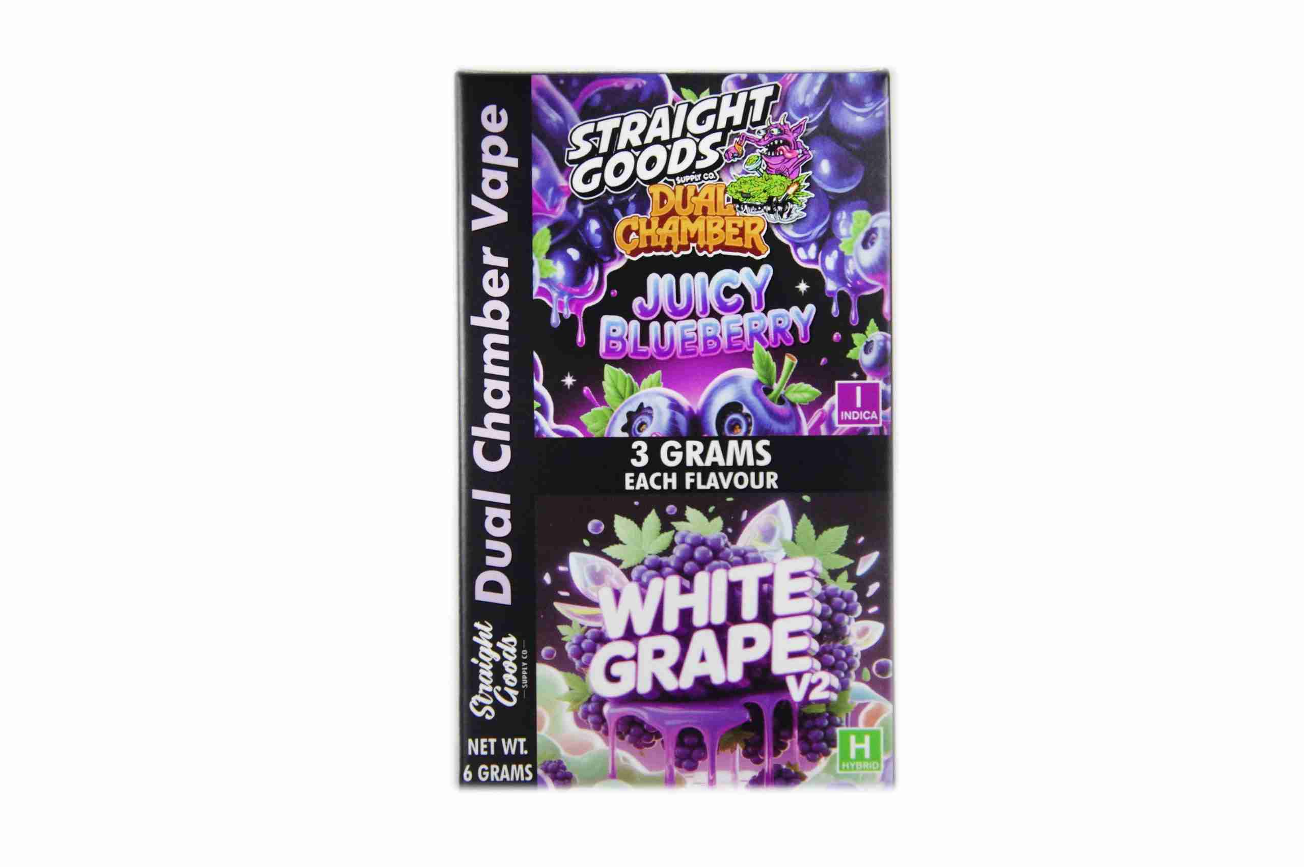 Straight Goods – Dual Chamber Vape – Juicy Blueberry + White Grape V2 (3 Grams + 3 Grams)