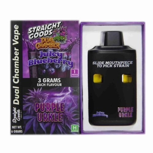 Straight Goods – Dual Chamber Vape – Juicy Blueberry x Purple Urkle (3 Grams + 3 Grams)