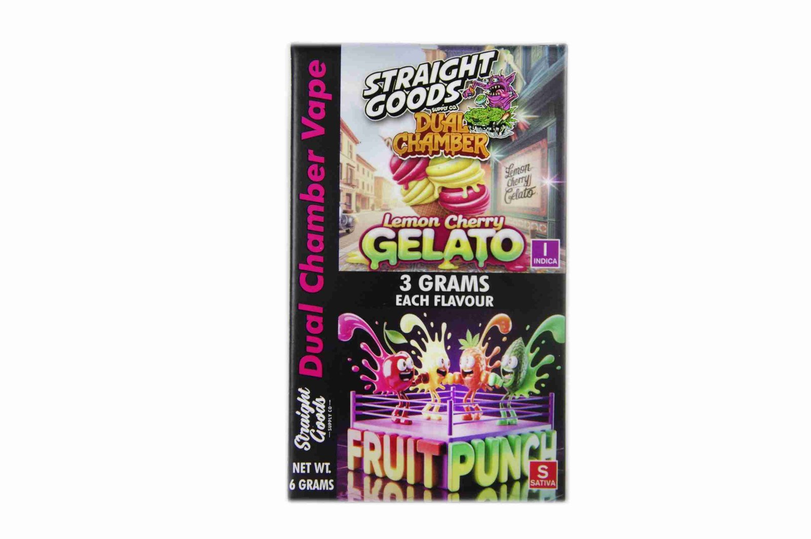 Straight Goods – Dual Chamber Vape – Lemon Cherry Gelato + Fruit Punch (3 Grams + 3 Grams)