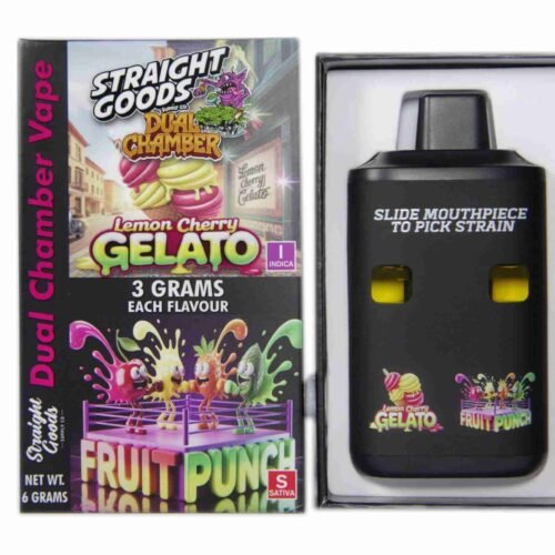 Straight Goods – Dual Chamber Vape – Lemon Cherry Gelato + Fruit Punch (3 Grams + 3 Grams)