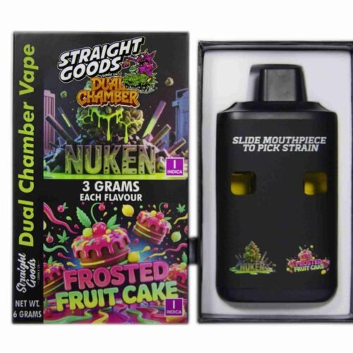 Straight Goods – Dual Chamber Vape – Nuken + Frosted Fruit Cake (3 Grams + 3 Grams)