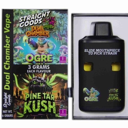 Straight Goods – Dual Chamber Vape – Ogre + Pine Tar Kush (3 Grams + 3 Grams)
