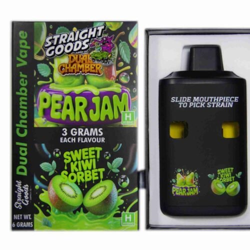 Straight Goods – Dual Chamber Vape – Pear Jam + Sweet Kiwi Sorbet (3 Grams + 3 Grams)