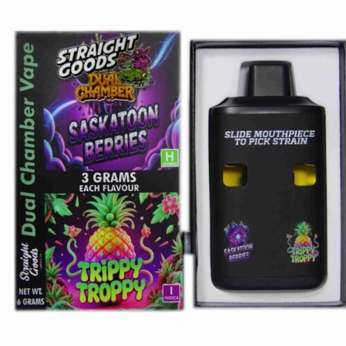 Straight Goods – Dual Chamber Vape – Saskatoon Berries + Tripy Tropy (3 Grams + 3 Grams)