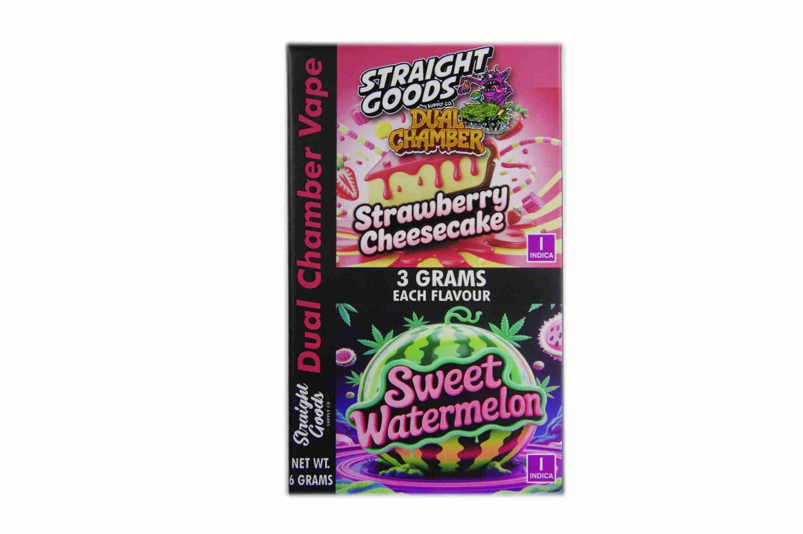 Straight Goods – Dual Chamber Vape – Strawberry Cheesecake + Sweet Watermelon (3 Grams + 3 Grams)