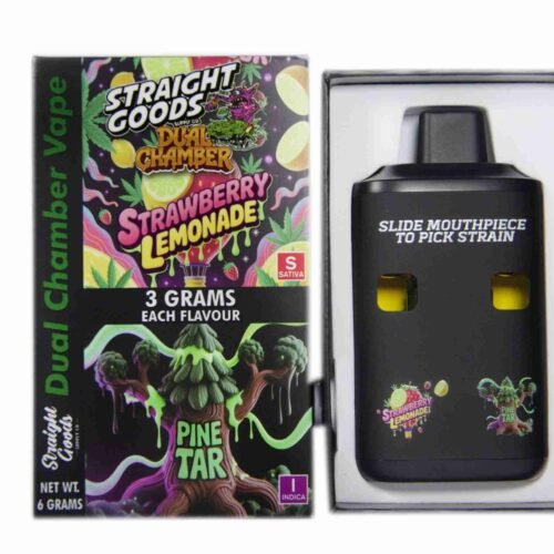 Straight Goods – Dual Chamber Vape – Strawberry Lemonade + Pine Tar (3 Grams + 3 Grams)