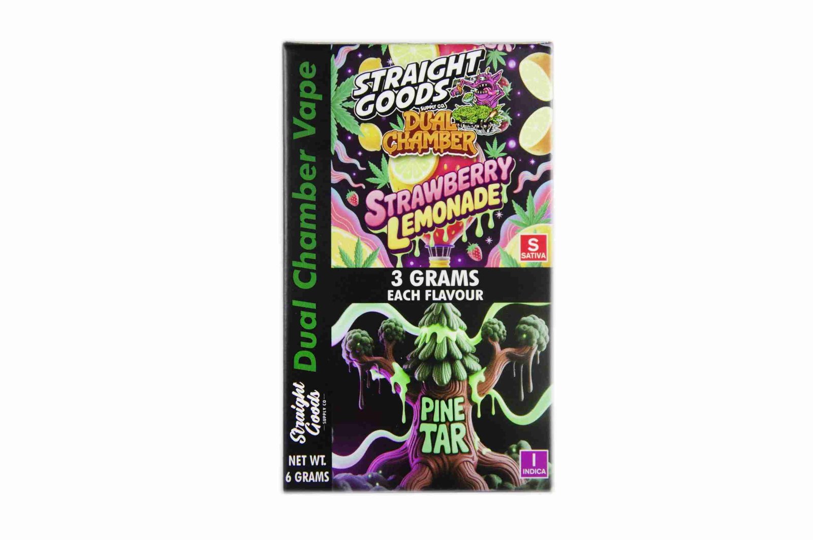 Straight Goods – Dual Chamber Vape – Strawberry Lemonade + Pine Tar (3 Grams + 3 Grams)