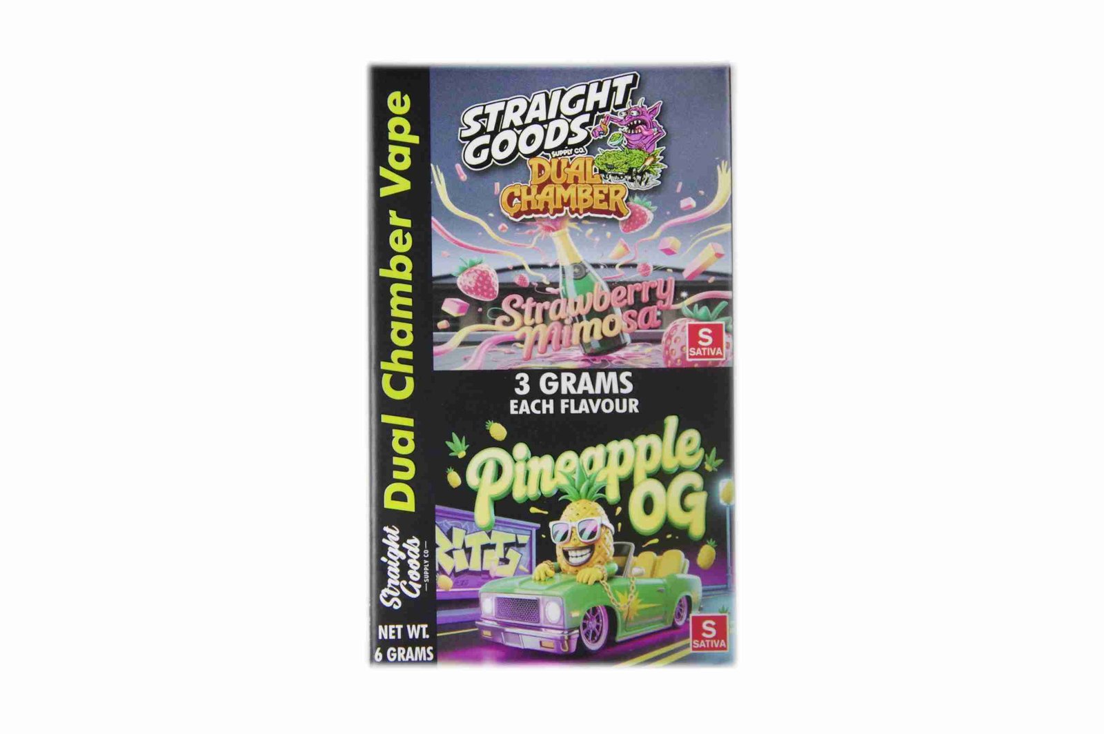 Straight Goods – Dual Chamber Vape – Strawberry Mimosa + Pineapple OG (3 Grams + 3 Grams)