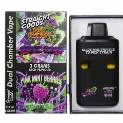 Straight Goods – Dual Chamber Vape – Super Boof + Pink Mint Berries (3 Grams + 3 Grams)