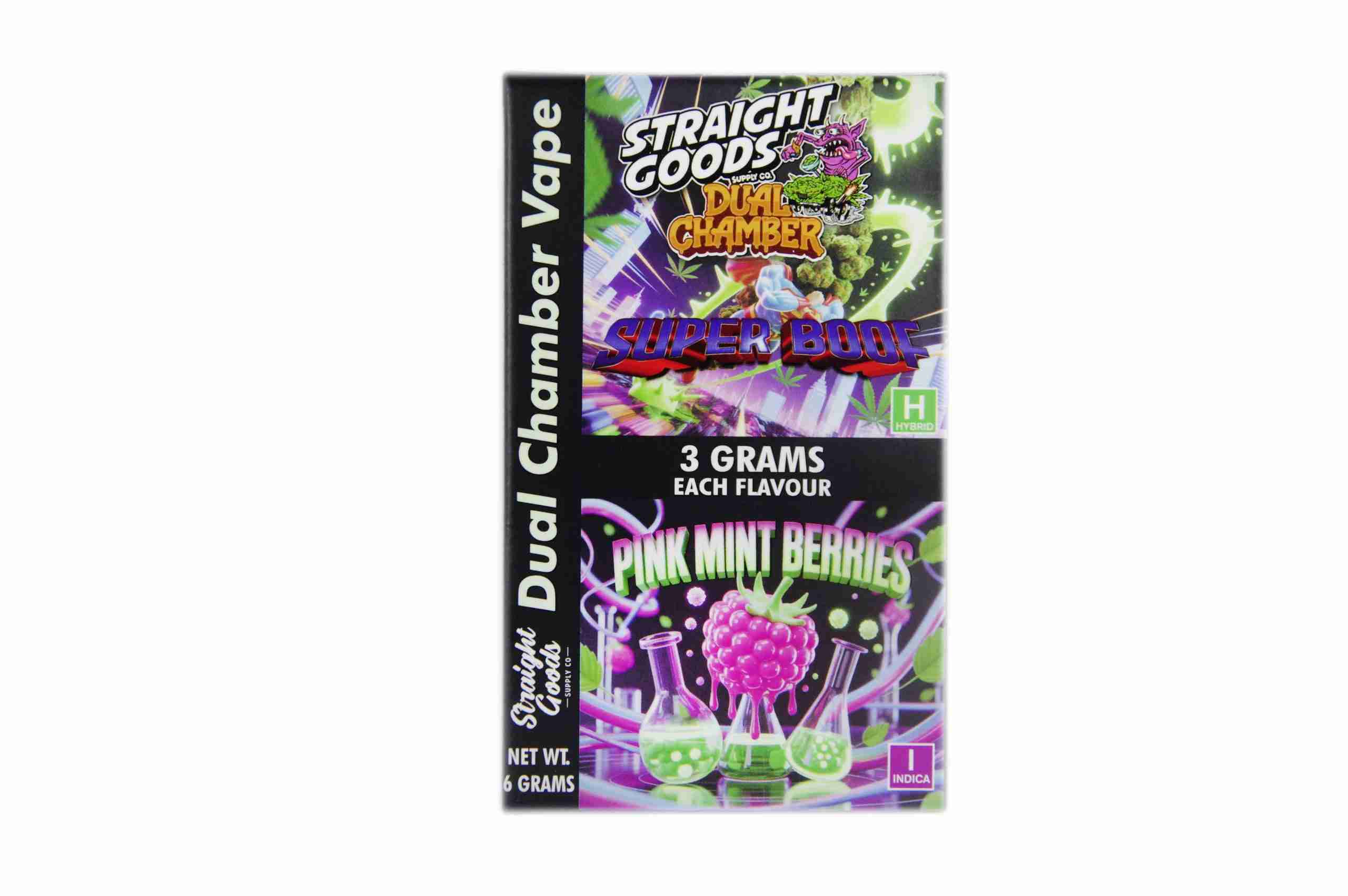 Straight Goods – Dual Chamber Vape – Super Boof + Pink Mint Berries (3 Grams + 3 Grams)