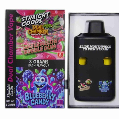 Straight Goods – Dual Chamber Vape – Watermelon Bubblegum + Blueberry Candy (3 Grams + 3 Grams)