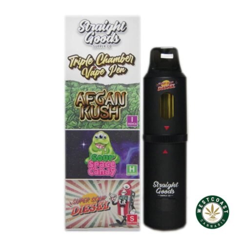 Straight Goods – Triple Chamber Vape – Afghan Kush + Sour Space Candy + Super Sour Diesel (3 Grams + 3 Grams + 3 Gram)