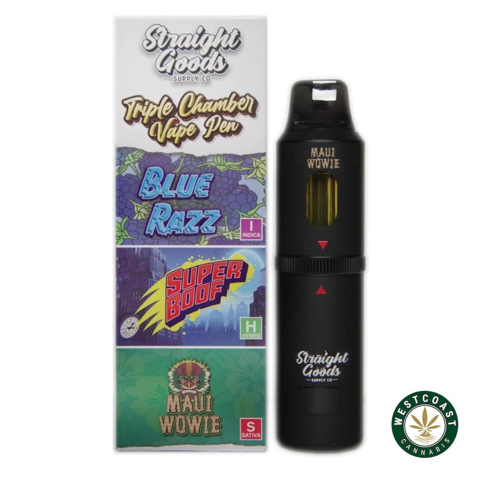 Straight Goods – Triple Chamber Vape – Blue Raz + Super Boof + Maui Wowie (3 Grams + 3 Grams + 3 Gram)