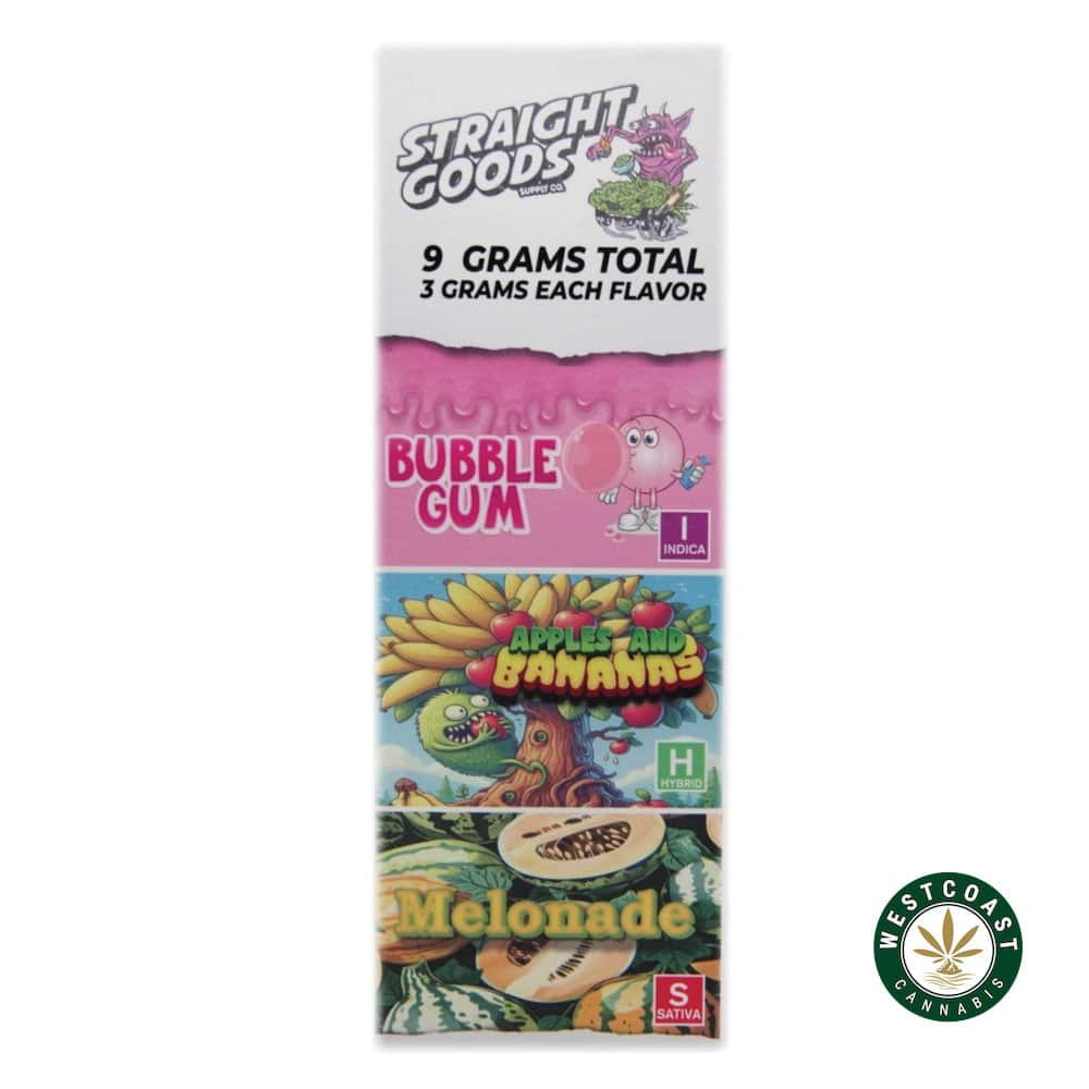 Straight Goods – Triple Chamber Vape – Bubble Gum + Apples and Banana + Melonade (3 Grams + 3 Grams + 3 Gram)