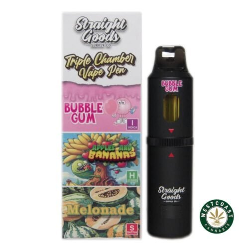 Straight Goods – Triple Chamber Vape – Bubble Gum + Apples and Banana + Melonade (3 Grams + 3 Grams + 3 Gram)