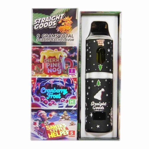 Straight Goods – Triple Chamber Vape – Christmas Series – Cherry Pine Nog + Cranberry Frost + Santa’s Little Helper (3 Grams + 3 Grams + 3 Gram)