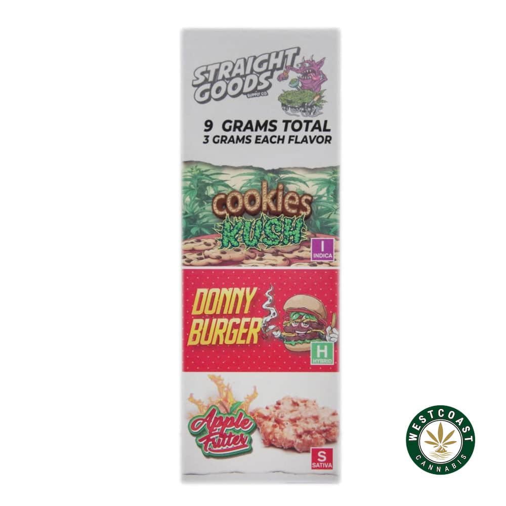 Straight Goods – Triple Chamber Vape – Cookies Kush + Donny Burger + Apple Fritter (3 Grams + 3 Grams + 3 Gram)
