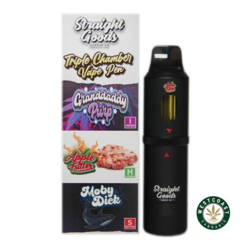 Straight Goods – Triple Chamber Vape – Grand Daddy Purp + Apple Fritter + Moby Dick (3 Grams + 3 Grams + 3 Gram)