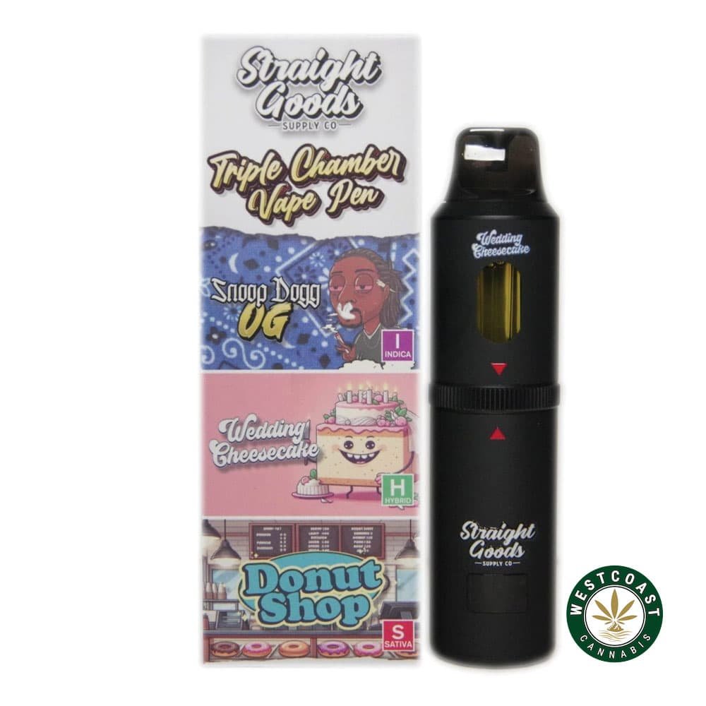 Straight Goods – Triple Chamber Vape – Snoop Dogg OG + Wedding Cheesecake + Donut Shop (3 Grams + 3 Grams + 3 Gram)