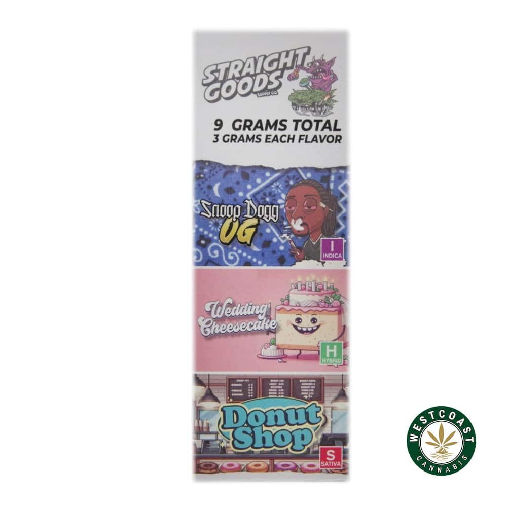 Straight Goods – Triple Chamber Vape – Snoop Dogg OG + Wedding Cheesecake + Donut Shop (3 Grams + 3 Grams + 3 Gram)