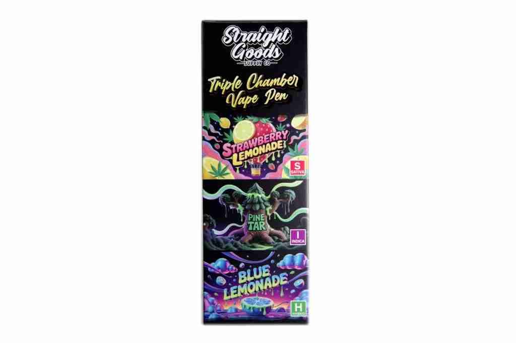Straight Goods – Triple Chamber Vape – Strawberry Lemonade + Pine Tar + Blue Lemonade (3 Grams + 3 Grams + 3 Gram)
