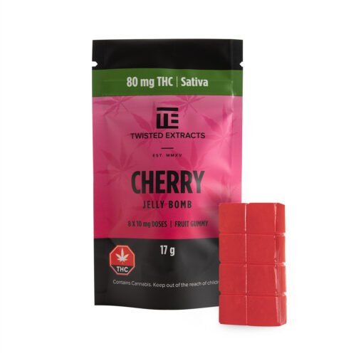 Twisted Extracts Cherry Jelly Bombs 80mg THC Sativa