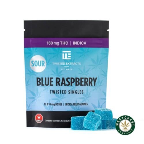 Twisted Extracts – Sour Blue Raspberry Twisted Singles 160mg THC Indica