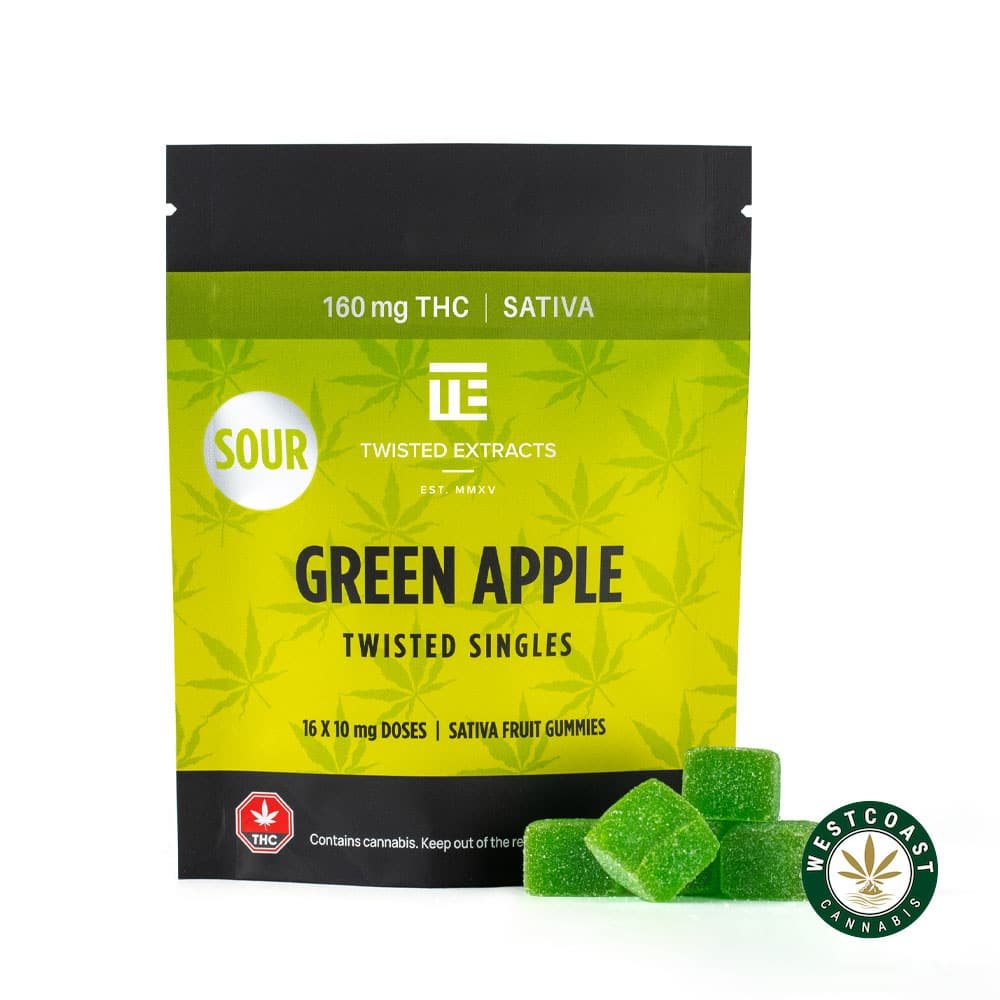 Twisted Extracts – Sour Green Apple Twisted Singles 160mg THC Sativa